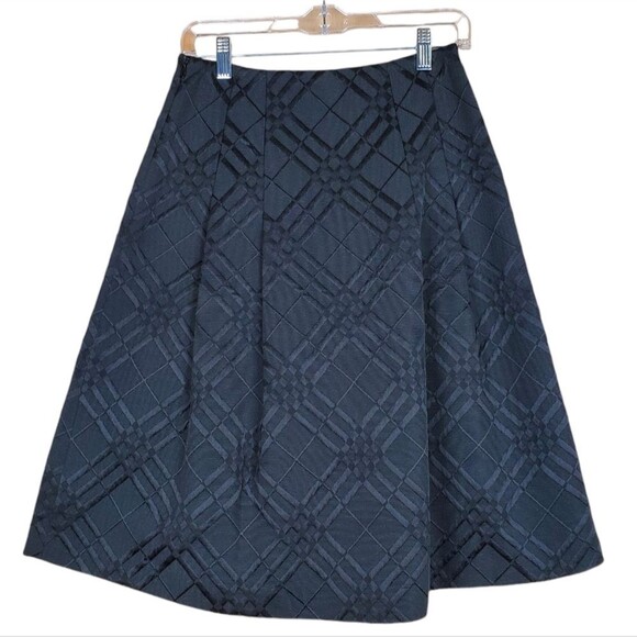 TALBOTS Black Velvet Plaid Print A-Line Pleated Skirt Size 2 - Picture 2 of 6